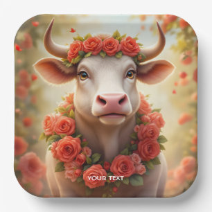 Assiettes En Carton Imaginaire Cute Jovely Cow Roses