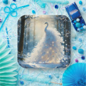 Assiettes En Carton Imaginaire Cute Neige Blanc Peacock (Fête)