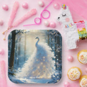Assiettes En Carton Imaginaire Cute Neige Blanc Peacock (Fête)