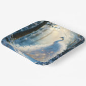 Assiettes En Carton Imaginaire Cute Neige Blanc Peacock (Angulaire)