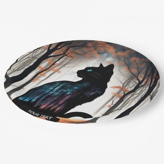 Assiettes En Carton Imaginaire Cute Vivid Forêt de Chat Noir (Angle)