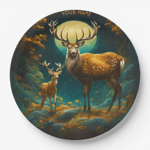Assiettes En Carton Imaginaire Cute Vivid Majestic Deer Forest