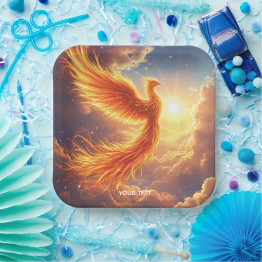 Assiettes En Carton Imaginaire Flamme mignonne Phoenix augmente (Fête)