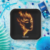 Assiettes En Carton Imaginaire Flammes de fille mignonne (Fête)