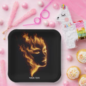 Assiettes En Carton Imaginaire Flammes de fille mignonne (Fête)