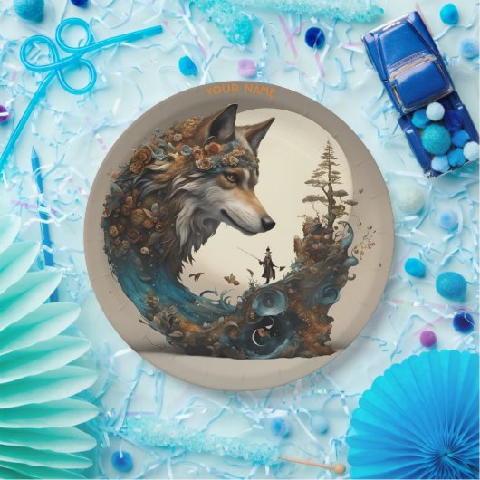 Assiettes En Carton Imaginaire Fleurs Vivides mignonnes Assistant Wolf (Fête)