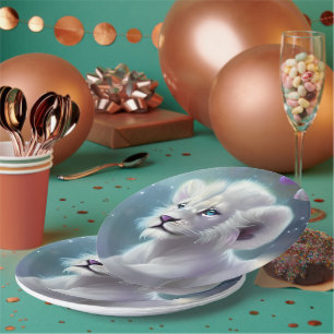 Assiettes En Carton Imaginaire Lion Bébé Blanc