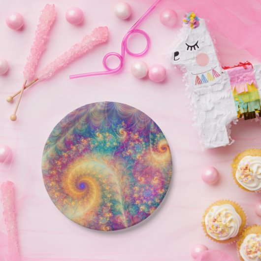 Assiettes En Carton Imaginaire lunaire Art Vortex Fractal Abstrait (Fête)