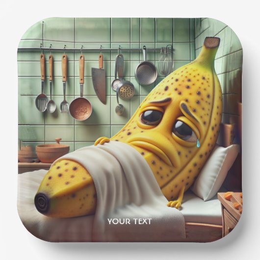 Assiettes En Carton Imaginaire Mal Mauvais Sentiment Banane (Recto)