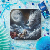 Assiettes En Carton Imaginaire mignonne fille dragon lune (Fête)