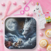 Assiettes En Carton Imaginaire mignonne fille dragon lune (Fête)
