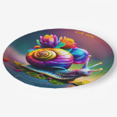 Assiettes En Carton Imaginaire Petit Escargot Aux Fleurs (Angle)