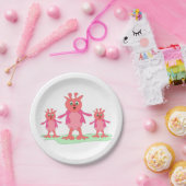 Assiettes En Carton Imaginaire rose mignon Créatures Aliens lunaires (Fête)