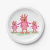 Assiettes En Carton Imaginaire rose mignon Créatures Aliens lunaires (Devant)
