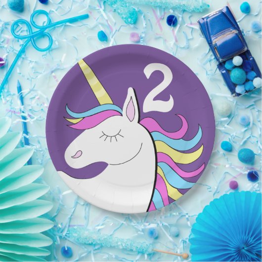 Assiettes En Carton Imaginaire Unicorn Âge d'anniversaire (Fête)