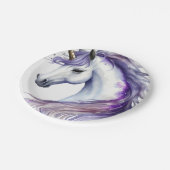 Assiettes En Carton Imaginaire violet Unicorn fête d'anniversaire (Angle)
