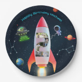 Assiettes En Carton Immense Collage Photo Deux | Space Rocket 2e anniv (Devant)