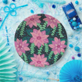 Assiettes En Carton Impression Abstraite rose et verte (Fête)