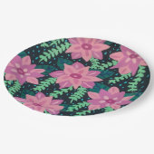 Assiettes En Carton Impression Abstraite rose et verte (Angle)