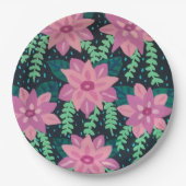 Assiettes En Carton Impression Abstraite rose et verte (Devant)