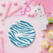 Assiettes En Carton Impression Aqua Blue Zebra (Fête)