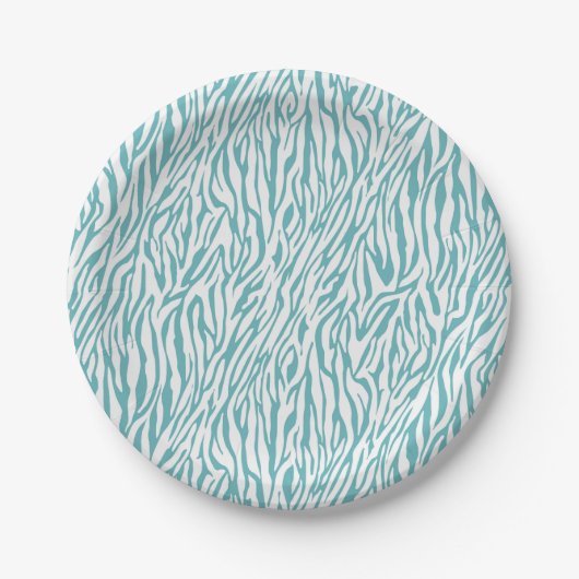 Assiettes En Carton Impression Aqua Zebra (Devant)