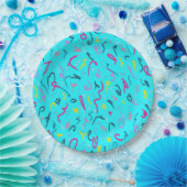 Assiettes En Carton Impression bleue avec Vibes des années 90 (Fête)