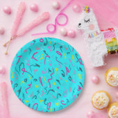 Assiettes En Carton Impression bleue avec Vibes des années 90 (Fête)