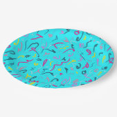 Assiettes En Carton Impression bleue avec Vibes des années 90 (Angle)