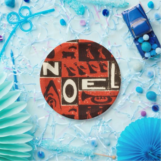 Assiettes En Carton Impression bloc rouge Noel (Fête)