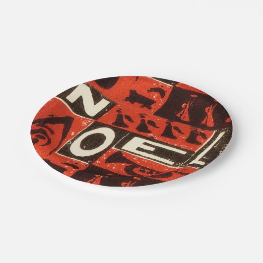 Assiettes En Carton Impression bloc rouge Noel (Angle)