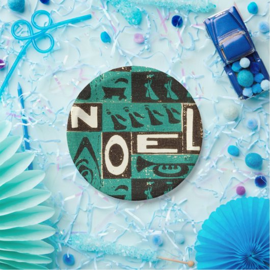 Assiettes En Carton Impression bloc vert Noel (Fête)