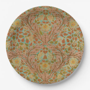 Assiettes En Carton Impression botanique victorienne de rose et feuill