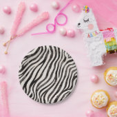 Assiettes En Carton Impression d'animal Moderne Mariage Blanc & Noir (Fête)