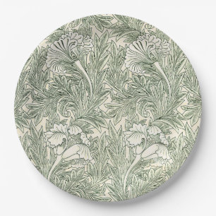 Assiettes En Carton Impression d'art floral Tulipe verte de William Mo