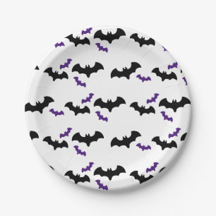 Assiettes En Carton Impression de chauve-souris Halloween