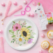 Assiettes En Carton Impression de fleurs  (Fête)