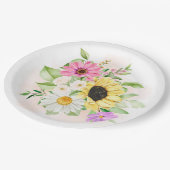 Assiettes En Carton Impression de fleurs  (Angle)