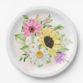 Assiettes En Carton Impression de fleurs  (Devant)