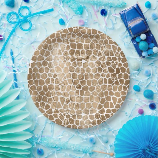 Assiettes En Carton Impression de girafe en or (Fête)