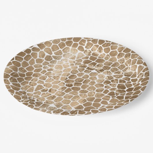 Assiettes En Carton Impression de girafe en or (Angle)
