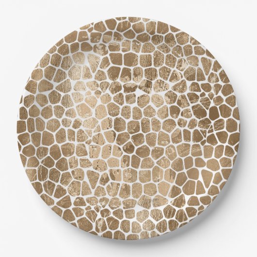 Assiettes En Carton Impression de girafe en or (Devant)
