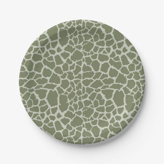 Assiettes En Carton Impression de girafe verte Sage (Devant)