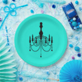 Assiettes En Carton Impression de lustre turquoise (Fête)