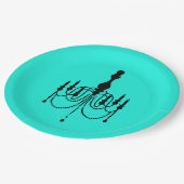 Assiettes En Carton Impression de lustre turquoise (Angle)