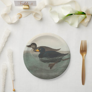 Assiettes En Carton Impression de Macreuse noire d'Audubon : Canard cô