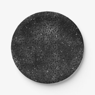 Assiettes En Carton Impression de peau de léopard guépard noir animal