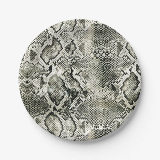 Assiettes En Carton Impression de serpent blanc