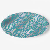Assiettes En Carton Impression de serpent d'argent bleu turquoise (Angle)