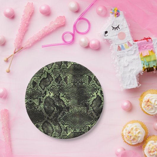 Assiettes En Carton Impression de serpent vert (Fête)